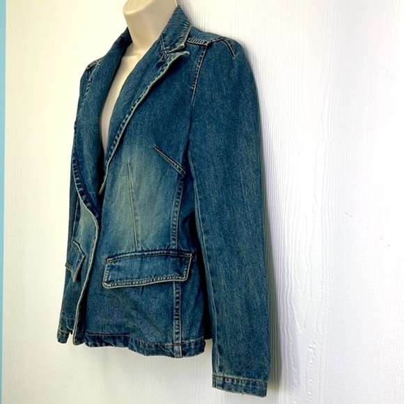GAP - Denim Jean Cotton One Button Closure Long Sleeve Blazer Jacket Size Small - Picture 5 of 13